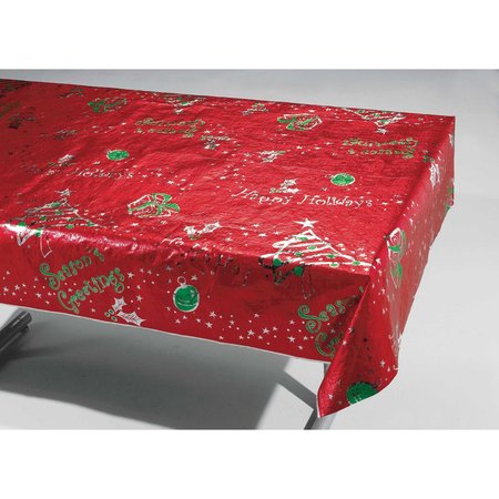 CREATIVE CONVERTING 54" x 108" Metallic Printed Christmas Plastic Tablecloth PK6, 6PK 39132